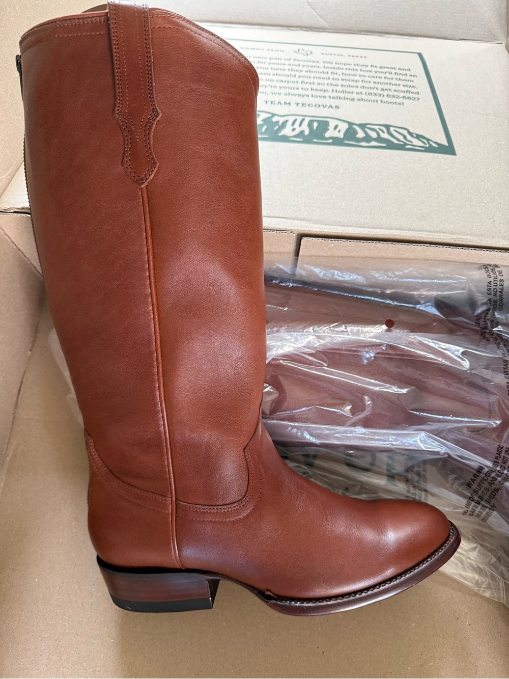 Tecovas Cognac Brown Leather Tall Riding Boot